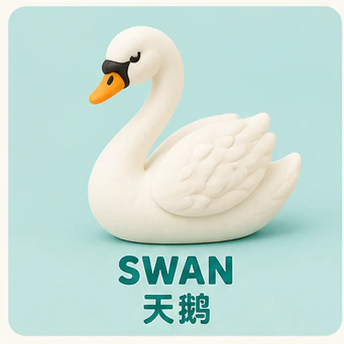 A cell labelled SWAN showing a correct long-necked swan